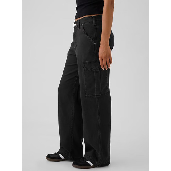 NWT Gap Mid Rise '90s Loose Cargo Jeans Washed Blk Grunge Baggy Skater Sz 33 16 - Picture 6 of 16